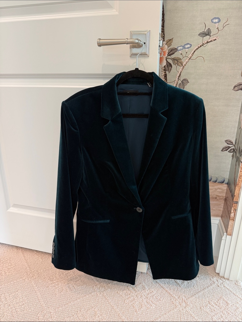 Theory Green/Teal Velvet Blazer